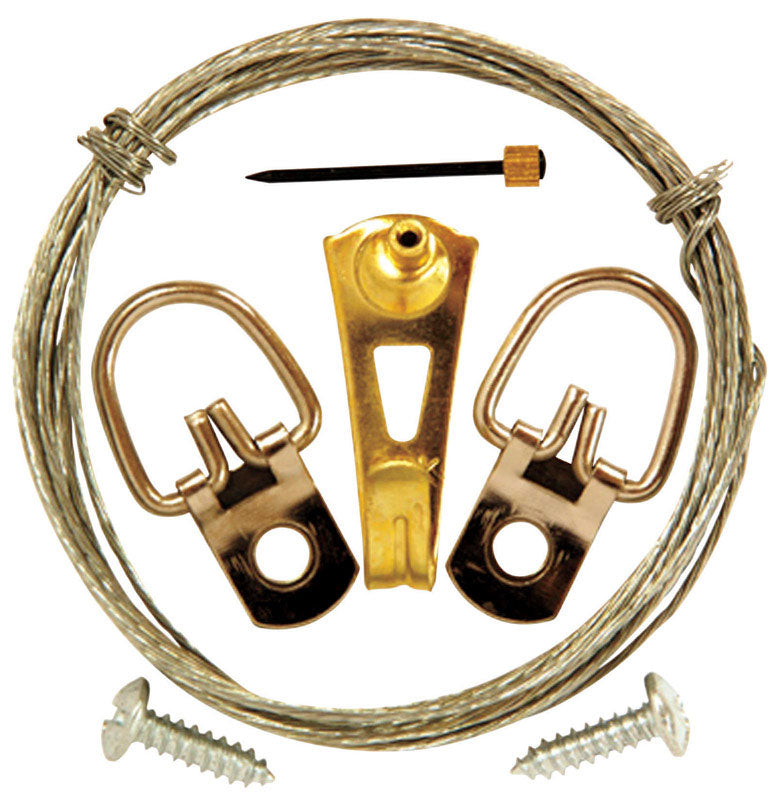 Emery Jensen picture hang kit with mirror and picture hangers, supports up to 30 pounds for easy wall mounting.