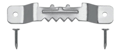 Small Emery Jensen sawtooth hanger for mirrors and picture frames, made for secure wall mounting.