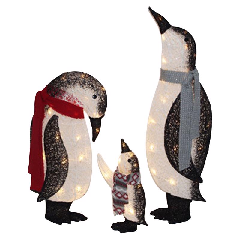 Emery Jensen Yard Decor Penguin Christmas figure, white outdoor holiday decoration with winter-themed design on a lawn.