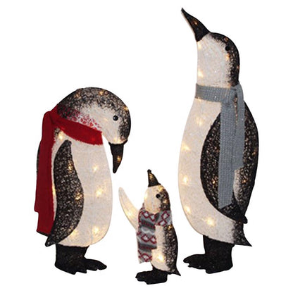 Emery Jensen Yard Decor Penguin Christmas figure, white outdoor holiday decoration with winter-themed design on a lawn.