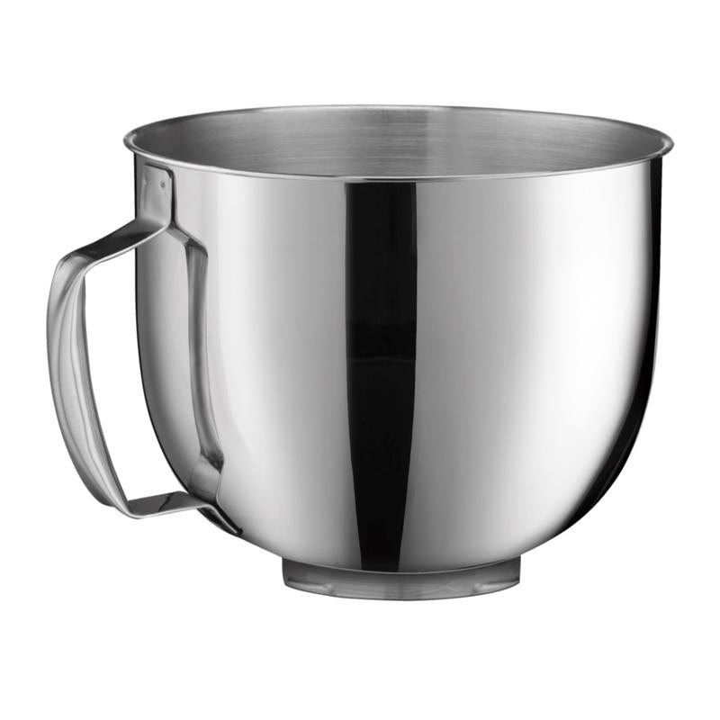 Stainless steel 5.5-quart mixing bowl from Emery Jensen, designed for mixer attachments and kitchen baking projects.