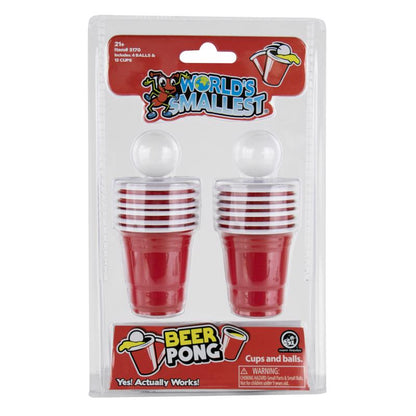 Emery Jensen Beer Pong red and white 16-piece model building kit accessory set showing assembled game components on a white background.