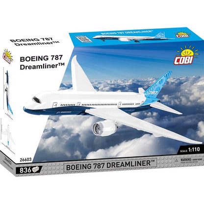 Emery Jensen Boeing 787 model kit with 836 pieces, detailed building accessories for aircraft enthusiasts.