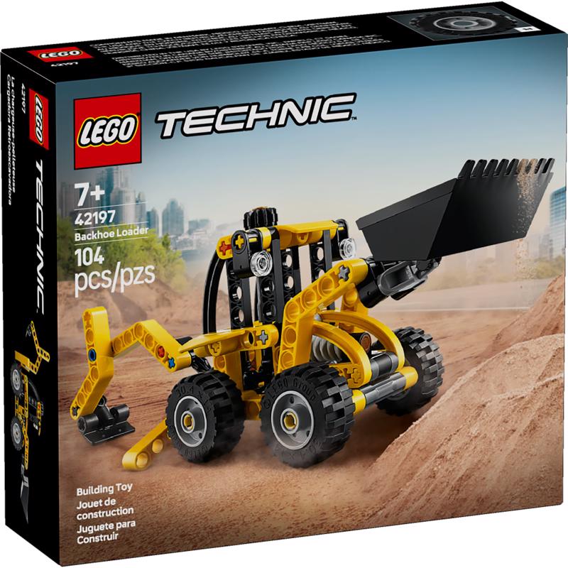 Emery Jensen LEGO Backhoe Loader model building kit with detailed plastic construction pieces and realistic backhoe attachment.