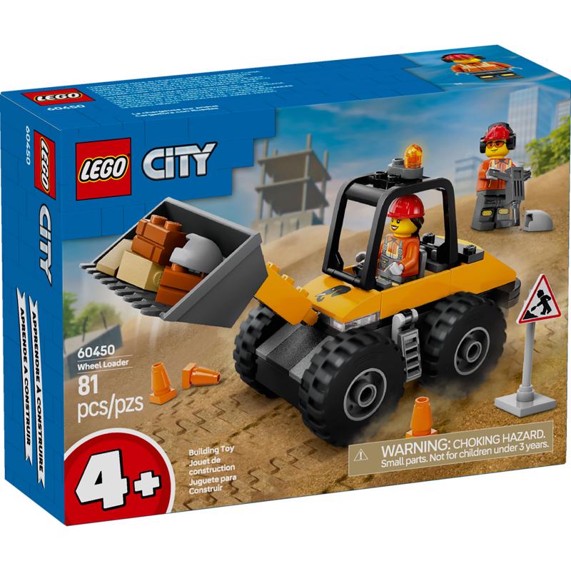 Emery Jensen LEGO Wheel Loader model building kit showing a detailed construction of a mini wheel loader with realistic features.