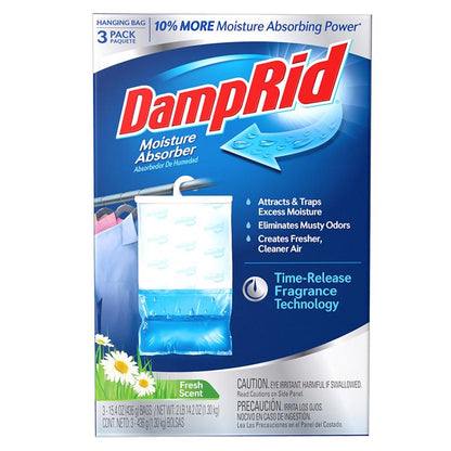 Emery Jensen Damprid moisture control hang bags in a pack of four for effective moisture and odor control.