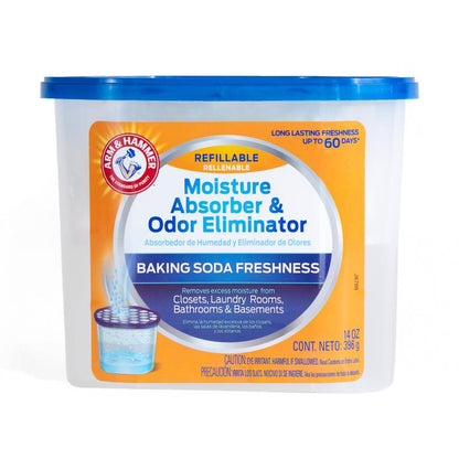 Emery Jensen moisture control odor absorber in 14oz containers, pack of 6, designed to reduce moisture and odors.