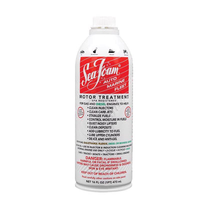 Seafoam Motor Treatment 16oz bottle, a motor oil additive by Emery Jensen for engine cleaning and performance.
