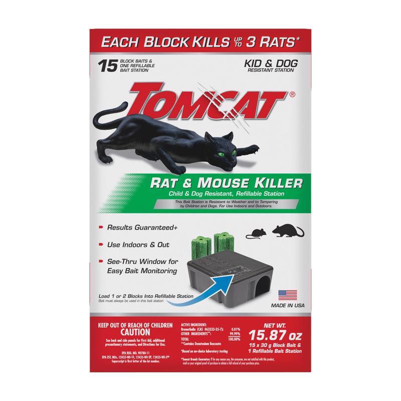 Emery Jensen black metal mouse and rat trap bait station with trap inside for pest control.