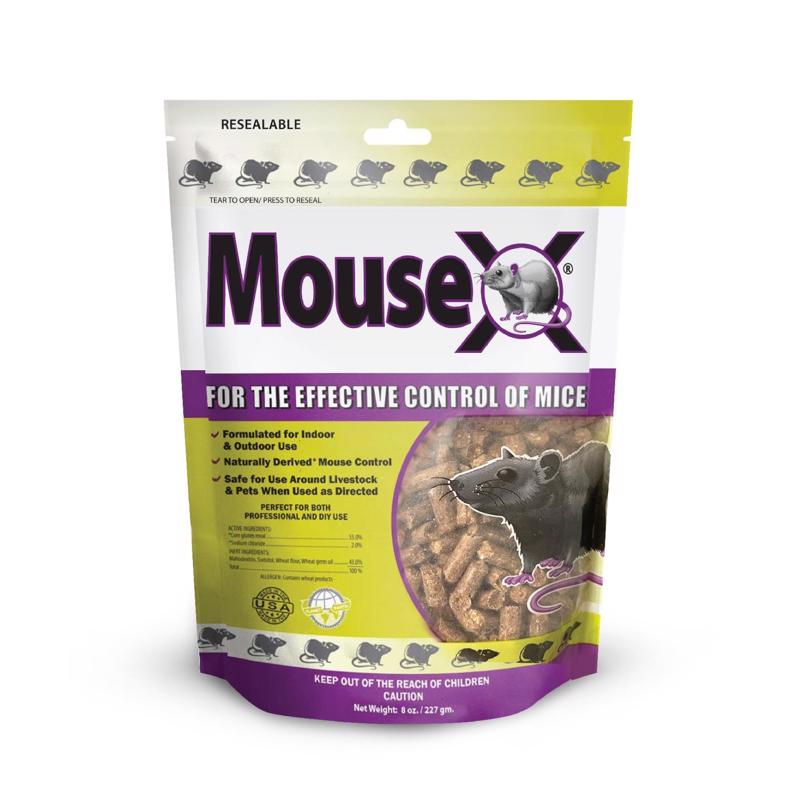 Emery Jensen Mouse Killer bait in 8oz container, designed for use with mouse and rat traps for pest control.