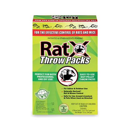 Emery Jensen RAT x THROW Packs 6PK mouse and rat trap bait packs, designed for effective pest control.