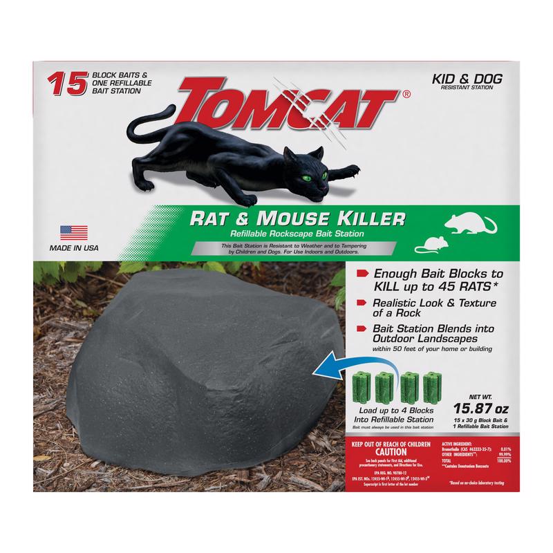Emery Jensen Rockscape rat bait station with mouse and rat traps, designed for pest control in residential and commercial areas.