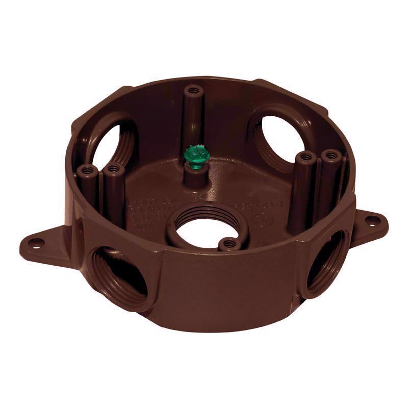 Emery Jensen 1/2-inch 5H round metal weatherproof box cover, durable and corrosion-resistant for outdoor electrical installations