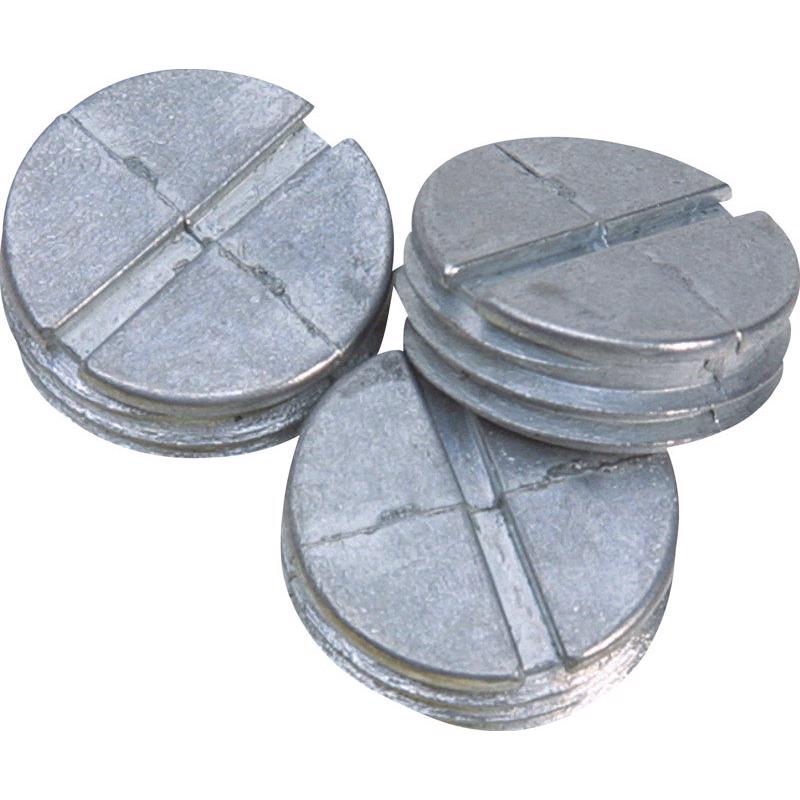 Emery Jensen 1/2-inch gray weatherproof box cover with four closur plugs, designed for outdoor electrical boxes.
