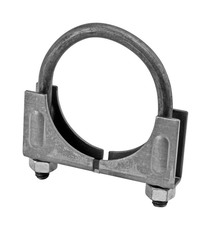Emery Jensen muffler clamps Saddl1-7/8" for securing exhaust components, shown in a close-up view of the black metal clamp.