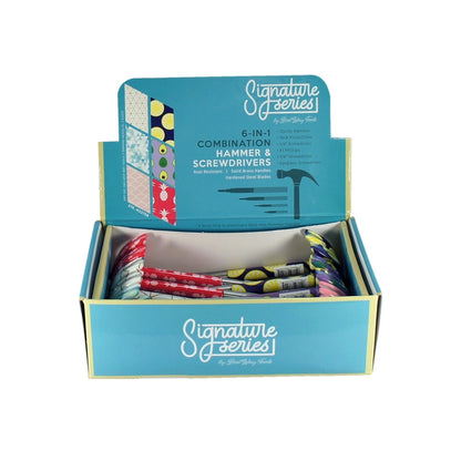 Emery Jensen floral multi-bit screwdrivers pack of 12 with hammer and screwdriver heads, versatile tool set for DIY and repairs.