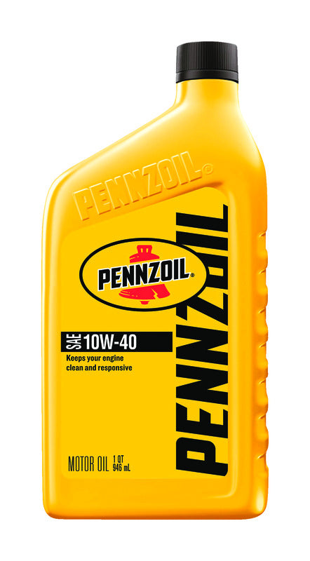 Six bottles of Emery Jensen MTR OL 10W-40 multi-grade motor oil in 1-quart containers, arranged together.