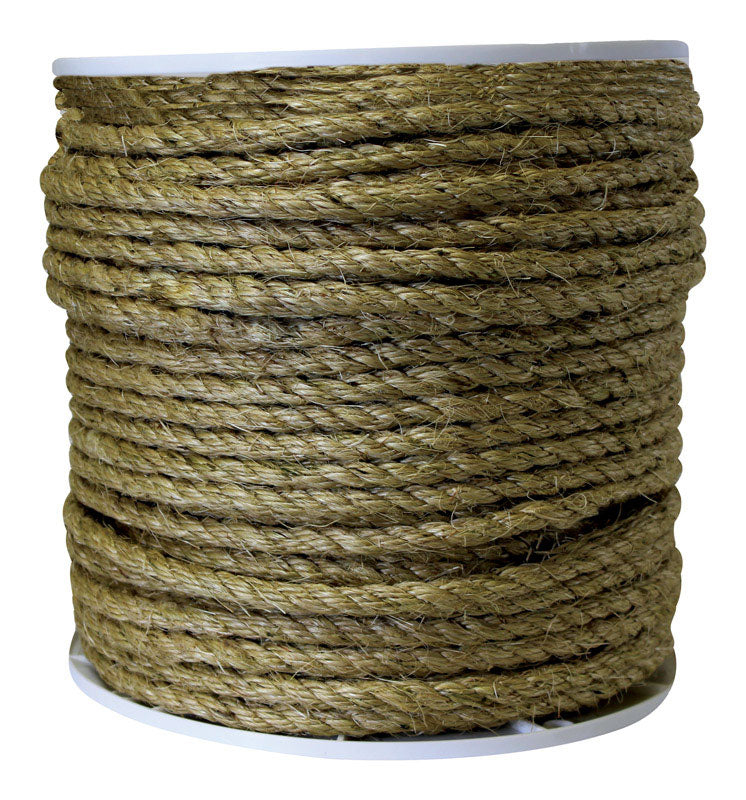 Emery Jensen natural filament rope, 200 feet, sturdy and durable, with twisted natural fiber appearance suitable for various uses.