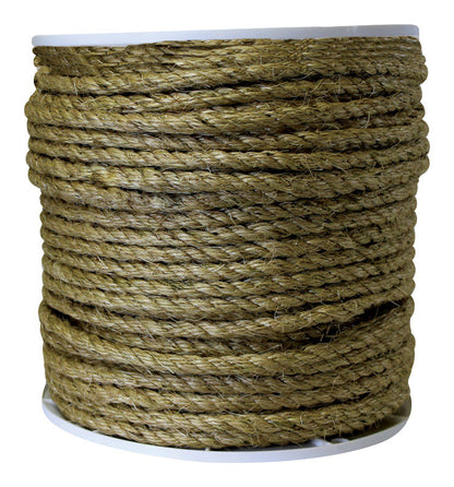 Emery Jensen natural filament rope, 200 feet, sturdy and durable, with twisted natural fiber appearance suitable for various uses.