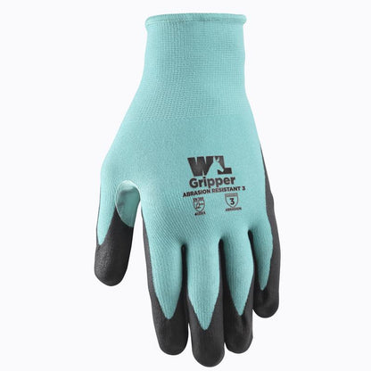 Emery Jensen Nitrile Gloves for women, size small, blue disposable gloves shown in a close-up image.