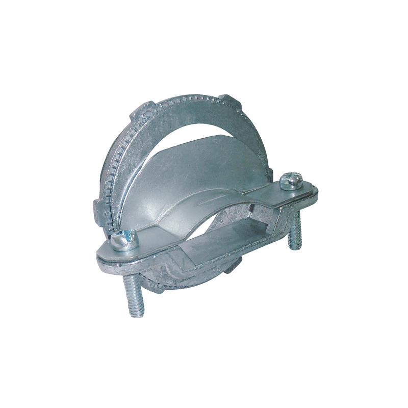 Emery Jensen 1-1/2 inch non-metallic cable clamp connector showing a sturdy plastic clamp for securing electrical cables.