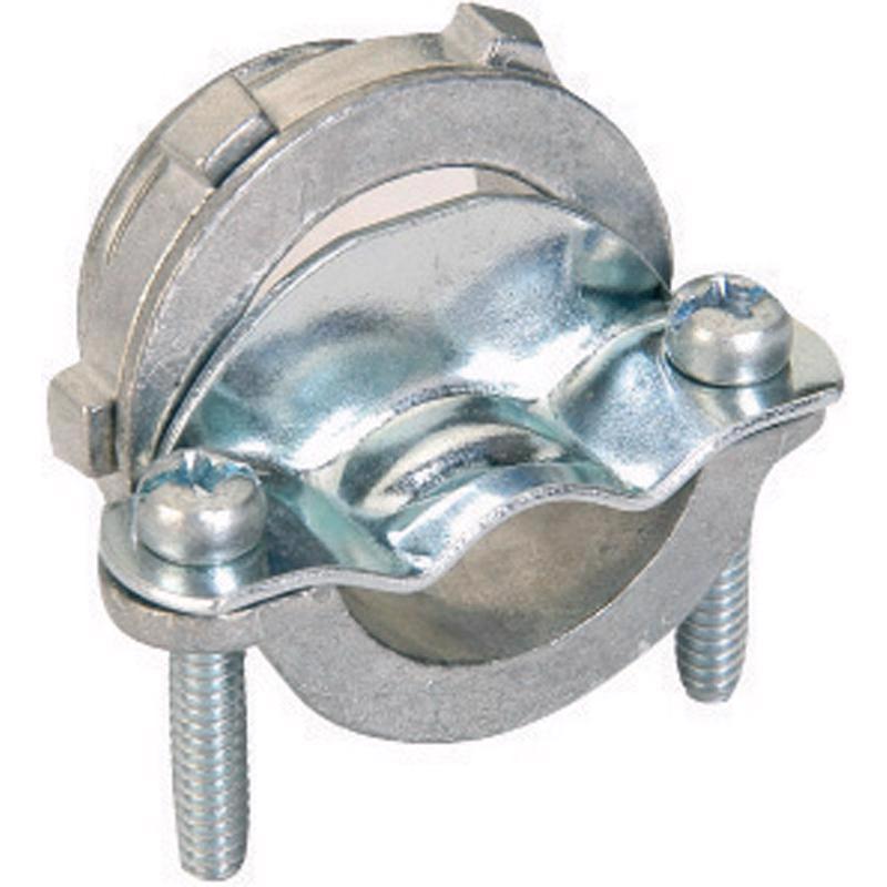 Emery Jensen 1-inch non-metallic clamp connector for secure cable fitting, shown in a close-up view.