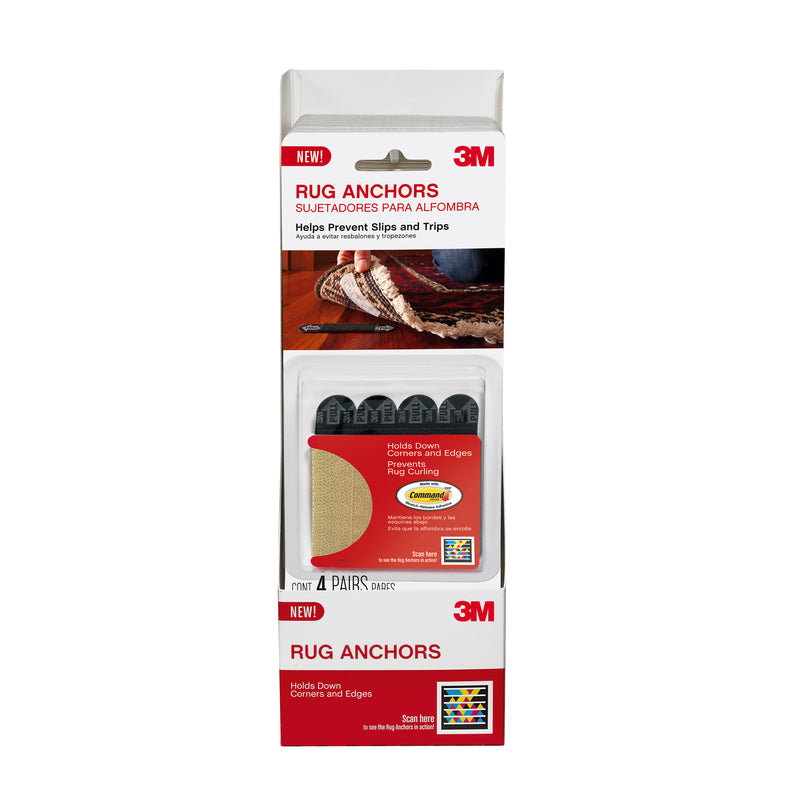 Set of four Emery Jensen non-slip rug anchors designed to secure rugs and prevent slipping on floors.