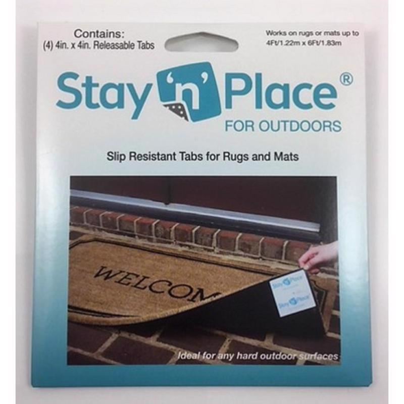 Set of four Emery Jensen slip resistant tabs for non-slip rug pads to prevent slipping and secure rugs in place.