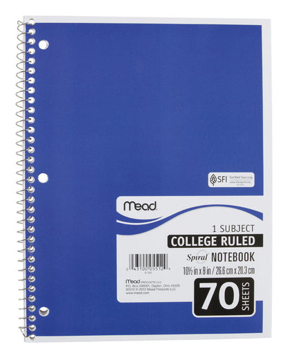 NOTEBK SPRL8X10.5COL70CT - Pack of 24
