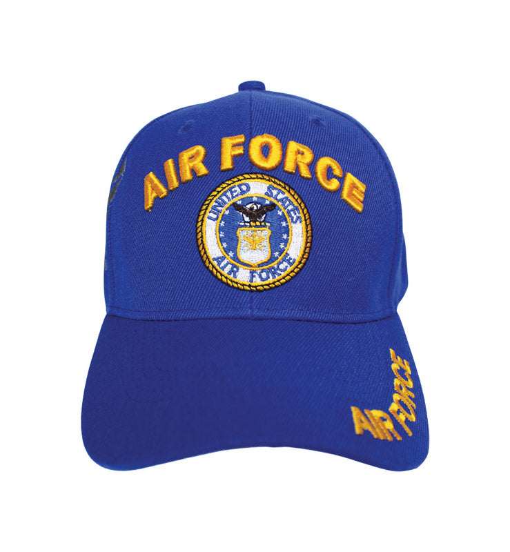 Six Emery Jensen novelty caps in US Air Force blue, casual style, featured in this image.