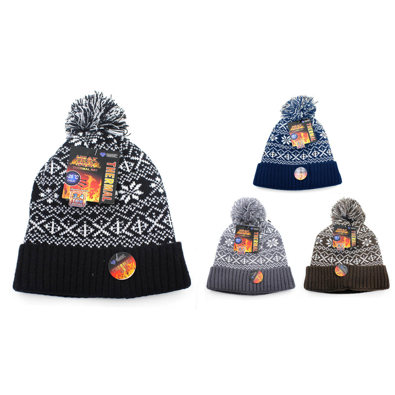 KNIT THERMAL HAT ASSORTD - Pack of 24