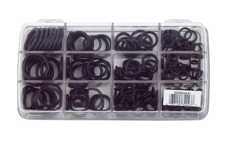 Assorted Emery Jensen O-rings set with 200 rubber sealing rings in various sizes for plumbing and repair applications.