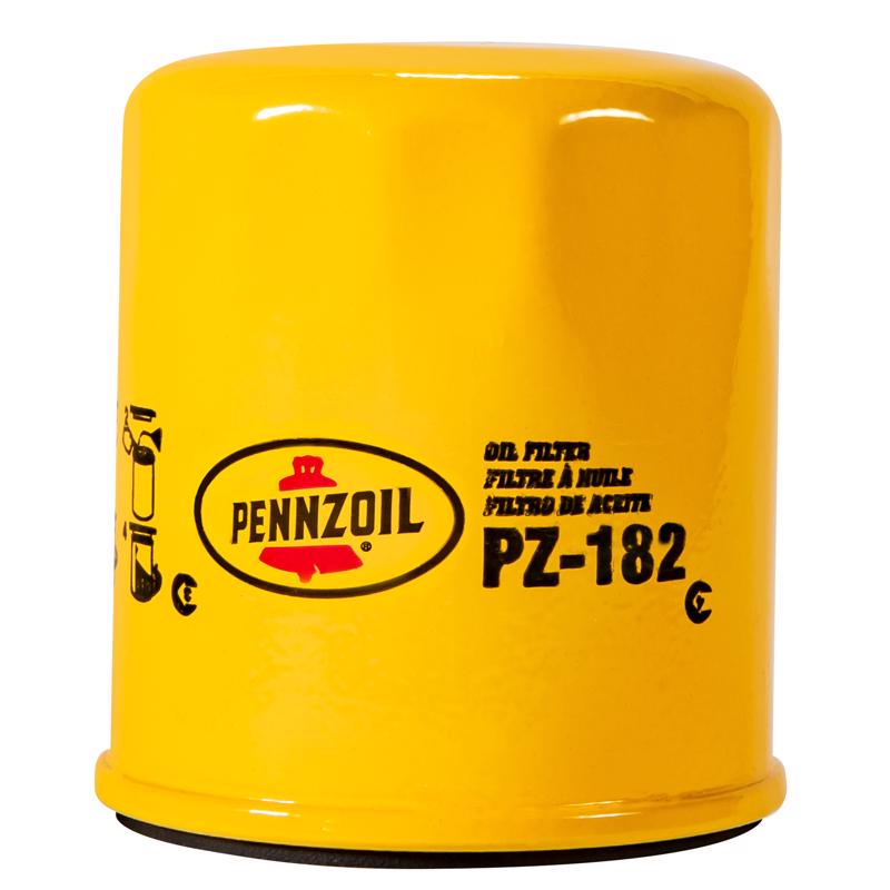Emery Jensen oil filter PZ 182, a replacement oil filter for automotive engines, shown in close-up with filter element visible.