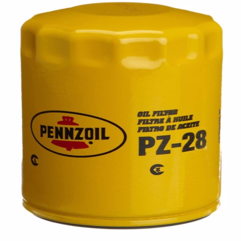 Emery Jensen PZ-28 oil filter for automotive engines, showing the cylindrical filter with label details.