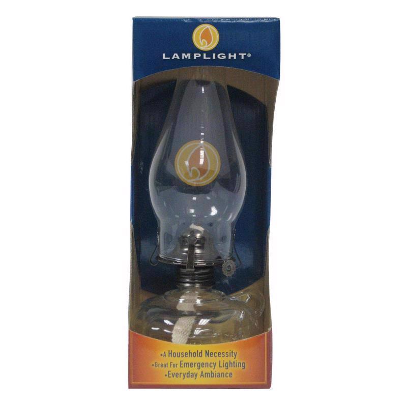 Emery Jensen chambr oil lamp with clear burn, vintage-style oil lamp for decorative or functional use.
