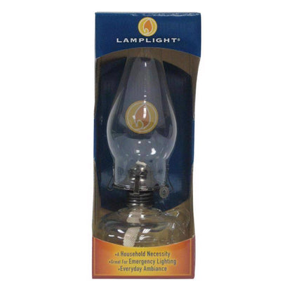 Emery Jensen chambr oil lamp with clear burn, vintage-style oil lamp for decorative or functional use.