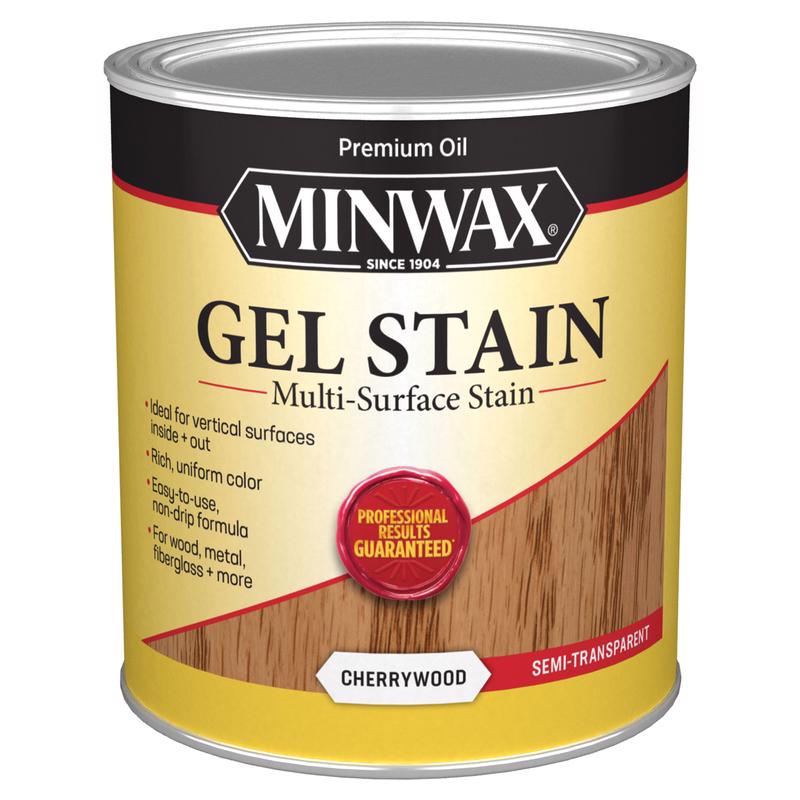 Emery Jensen Cherrywood oil stain gel in a 1-quart container, showcasing the deep cherrywood color and gel texture.