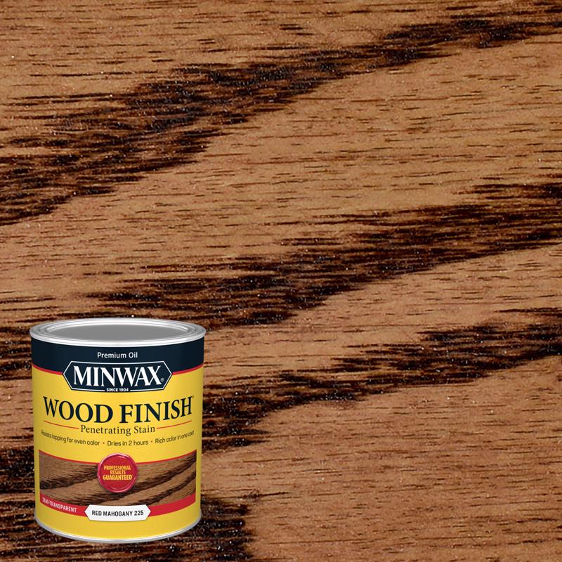 Pack of four Emery Jensen Minwax Oil Stain in rich mahogany, ideal for wood finishing and staining projects.