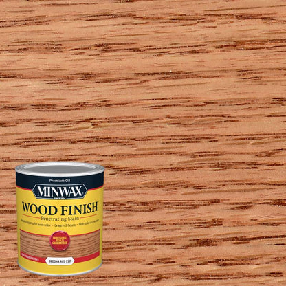 Emery Jensen Minwax Sedo Red oil stain in a pack of 4 bottles, ideal for wood finishing and furniture projects.