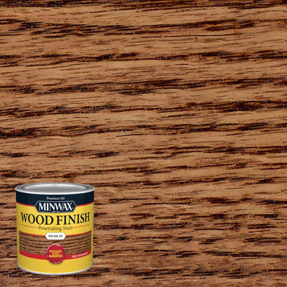 Emery Jensen stain Minwx .5pt red oak oil stain pack of 4, showing wood surface with rich red oak finish.