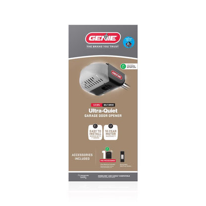 Emery Jensen GRG door opener operator with built-in drive, black finish, mounted on door for automatic opening and closing.
