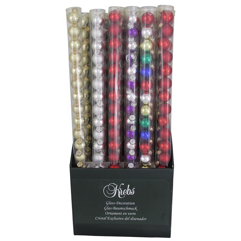Set of 18 Emery Jensen mini ornaments in a tube, decorative holiday ornaments for Christmas and seasonal decor.