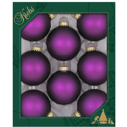 Emery Jensen purple 2-5/8-inch Christmas ornament ball for holiday decorations, featuring a glossy finish and decorative design.