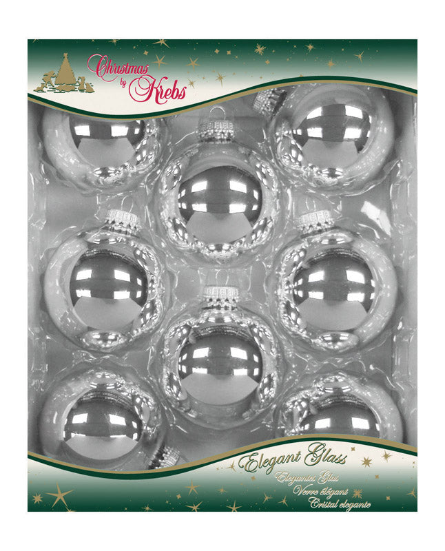 Set of 12 Emery Jensen Bright Silver Ornaments, festive decorative ornaments with shiny silver finish for holiday decor.