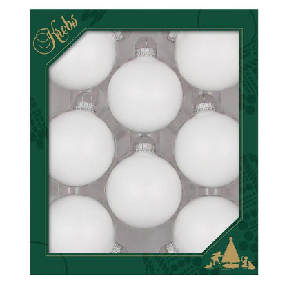 Set of 12 white velvet 3-inch ornaments from Emery Jensen, perfect for holiday decorating and gift embellishments.