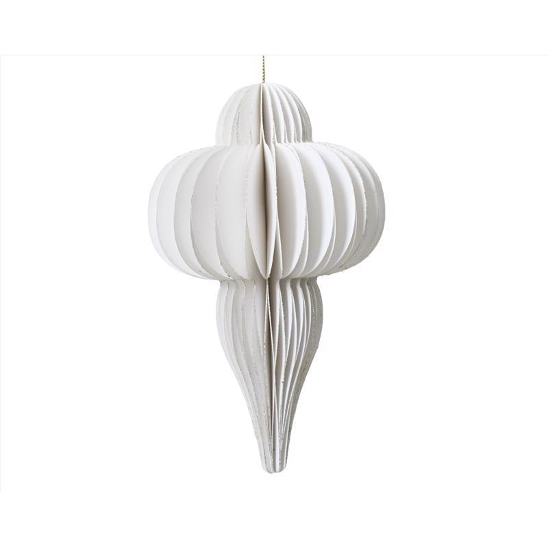 Emery Jensen white paper ornament, 8-inch decorative ornament for holiday or event decoration.