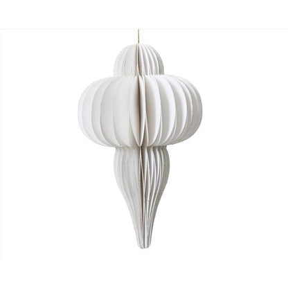 Emery Jensen white paper ornament, 8-inch decorative ornament for holiday or event decoration.