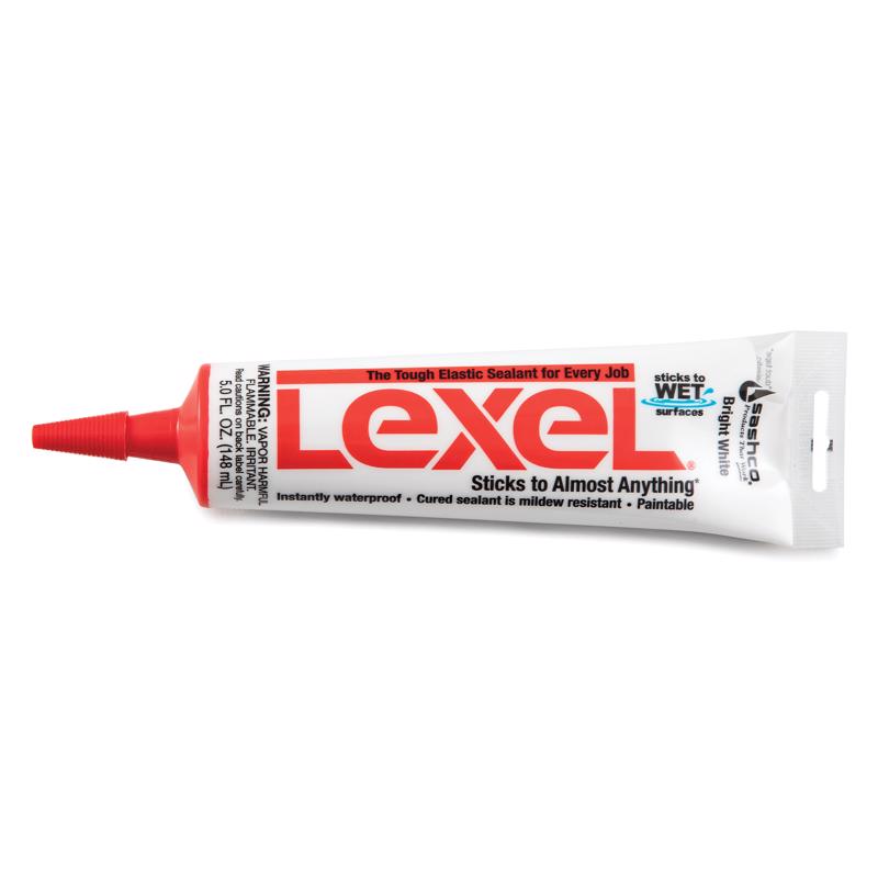 Emery Jensen VOC White Caulk in a 5 oz tube, suitable for sealing and filling gaps in various surfaces.