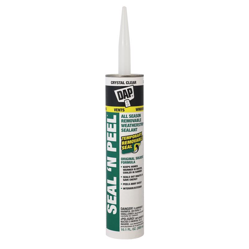 Emery Jensen Sealnpeel 10.1oz caulk tube for sealing and filling gaps in various surfaces, shown in its packaging.