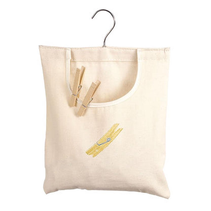 Cotton clothes pin bag from Emery Jensen outdoor accessories, designed for holding clothespins during laundry or outdoor drying.